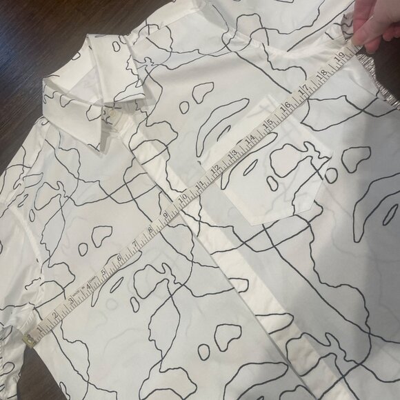 Neil Barrett Men's Sz XS Slim Fit Button Down Shirt White Black Abstract Italy - Picture 5 of 10